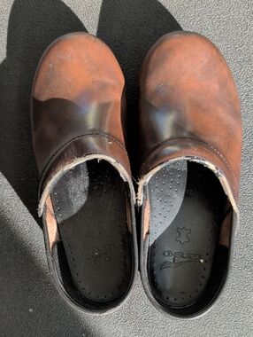 Dansko Women's Brown Leather Slip-On Clogs